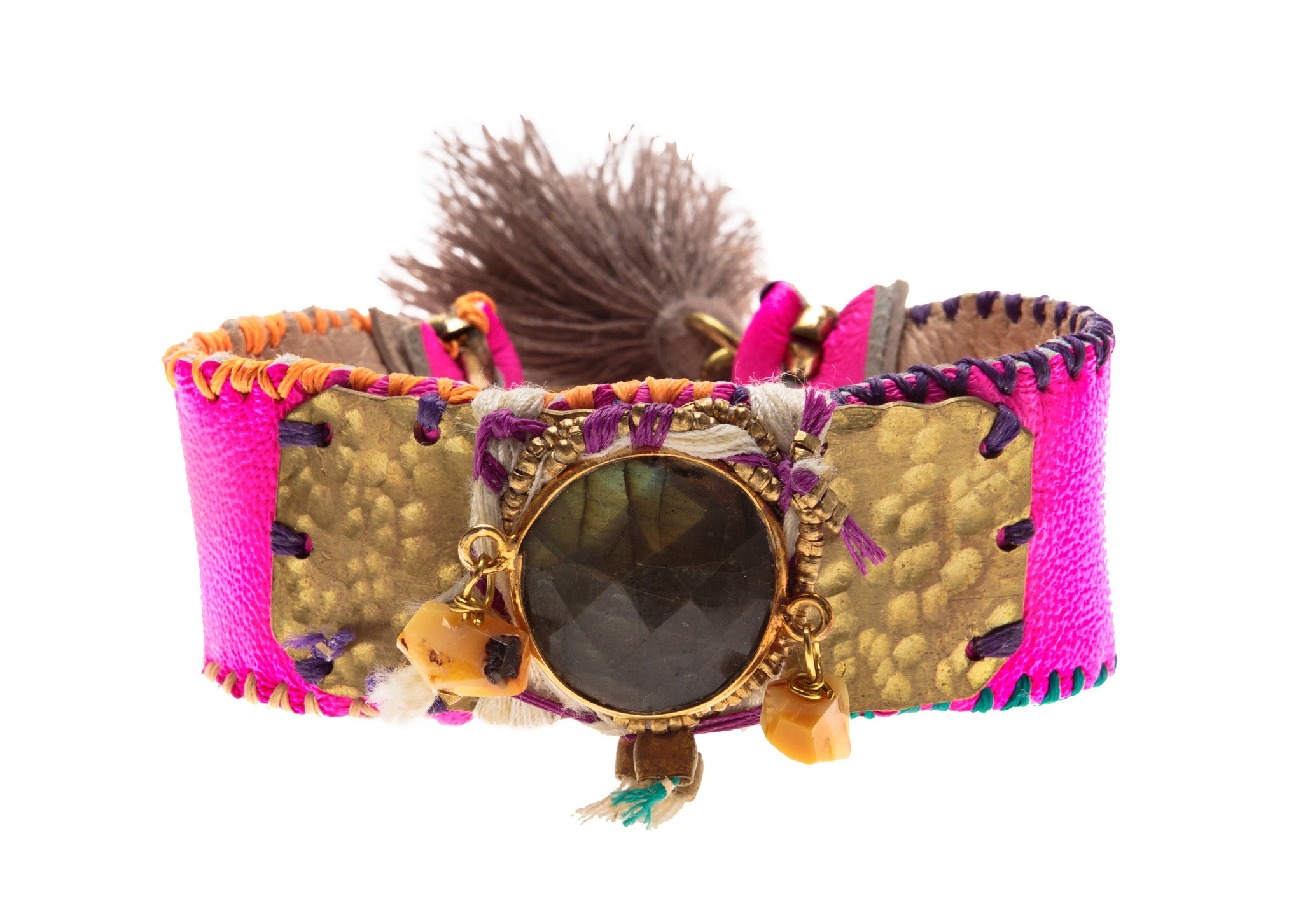 Pink Neon Labradorite Bracelet